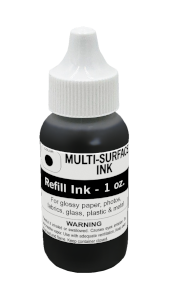 Order Now! 1oz MultiSurface Ink is quick drying and works well on glossy paper, photos, fabric, glass, and metal. Available in 3 colors. Free Shipping! No Sales Tax - Ever!